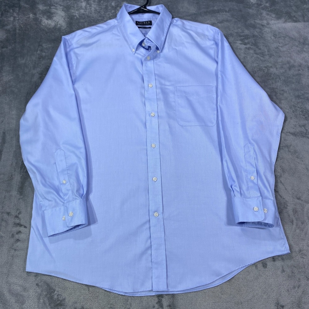 Ralph Lauren Black Label Mens Button Down Shirt XL 17.5 32/33 Blue Cotton Woven